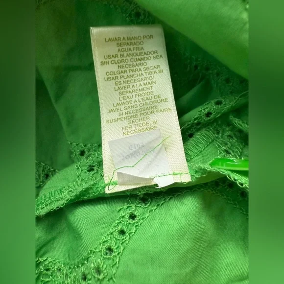 NWOT Sigrid Olsen Plus Green Eyelet Oversized Button Down Shirt - Picture 5 of 11